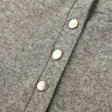Heathered Print Button Snap Neck Pullover Hoodie