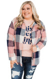 Plaid Print Buttoned Plus Size Shirt