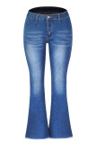 Washed Distressed Bell Flare Denim Pants