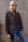 Black Pattern Print Button Down Shirt