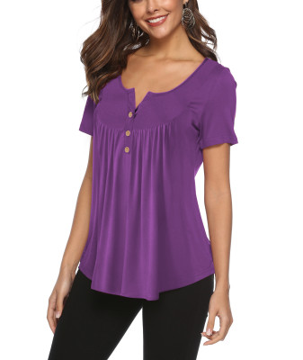 Light Purple V Neck Top with Button