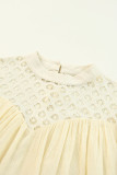 Apricot Crochet Lace Textured Balloon Sleeve Blouse