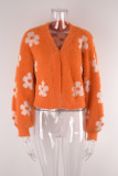 Floral Knit Short Length Sweater Cardigans