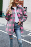 Single-breasted Long Plaid Tweed Coat with Pockets Unishe Wholesale