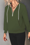 Plain Zipper Down Kangaroo Pocket Drawstring Hoodies