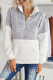 Gray Colorblock Half Zipper Fleece Plus Size Sweatshirt with Pocket