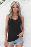 Black Scoop Neck Basic Solid Tank Top
