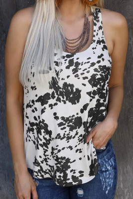 Gray Cow Print Sleeveless Tank Top Unishe Wholesale