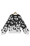 Leopard Splicing Knitting Pullover Sweater