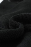 Black Sexy V Neck Surplice Hollow-out Sweater with Lace Sleeves