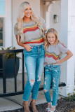 Gray Colorblock Striped Girls' T-shirt