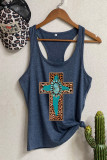 Cross Print Sleeveless Tank Top Unishe Wholesale