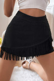 Black Tassel Denim Shorts