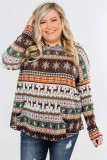 Plus Size Reindeer Print Hoodie
