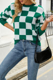 Square Plaid Knit Pullover Sweaters