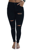 Black Distressed Slits High Waist Jeans