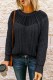 Black Crew Neck Lace Stitching Sleeve Sweater