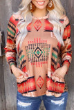 Aztec Leopard Back Long Sleeve Top