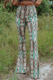Sky Blue High Waist Tribal Pattern Bell Pants