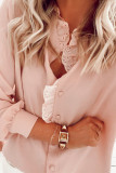 Pink Eyelet Ruffles Button Crinkled Shirt