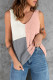 Pink Color Block Knitted Tank Top
