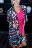 Multicolor Cow Serape Aztec Print Kimono Cardigan