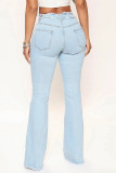 Raw Trim Striped Stretched Bell Denim Pants