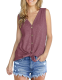 Ladies Summer Top Front Tie Blouse with Button