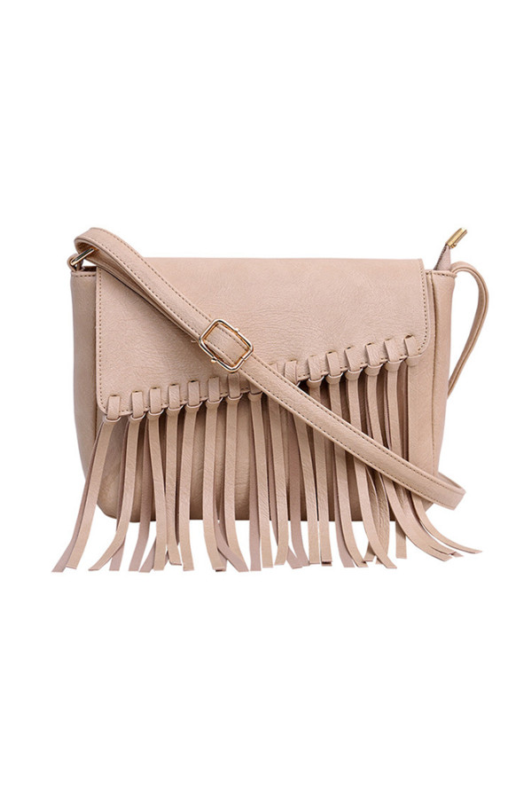 Sweet PU Leather Tassel Messenger Hand Bag MOQ 3pcs