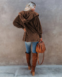 Hooded Plush Wool Coat With Pockets