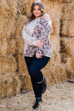 Plus Size Leopard Color Block Asymmetrical Cold Shoulder Top