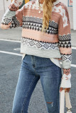 Aztec Diamond Splicing Knitting Pullover Sweater