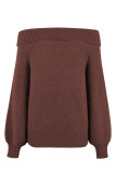 Plain Off Shoulder Hairy Knit Sweaters
