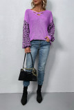 Leopard Lantern Sleeve Crosscriss Sweater