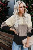 Black Color Block Netted Texture Pullover Sweater