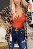 Leopard Open Front Long Sleeve Top