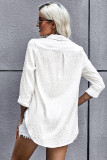 Apricot Turn-down Collar Embossed Button Shirt