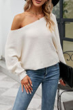 Drop Shoulder Solid Color Long Sleeve Knitting Sweater