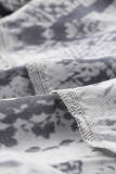 Gray Wild Snake Print Shirt with Pockets