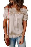 Apricot Pleated Detail Short Sleeve Peasant Top