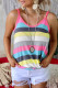 Multicolor Twist Hem Striped Knit Tank Top