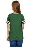Green Striped Short Sleeve Girl’s Top