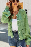 Bubble Crochet Knit Open Button Sweater Cardigans