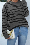 Zebra Striped Knit Pullover Sweaters