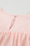 Pink Lace Splicing Ruffled Short Sleeve T-shirt