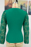 Hollow Out Lace Sleeves Knit Sweaters