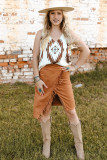 White V Neck Aztec Pattern Sweater Vest