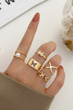 Alloy Chain and Graved Pattern Rings 10pcs Set