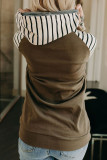 Green Striped Inclined Zipper Drawstring Kangaroo Pocket Hoodie