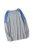 Gray Color Block Raglan Sleeve Top